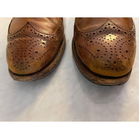 Allen‎ Edmonds Stuttgart Men Size 11 Brown Whiskey Leather Brogue Oxford READ - Picture 9 of 11